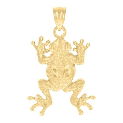 10kt Gelbgold Diamantschliff Strukturiert Unisex Kröte Frosch Tier Charm Anhänger