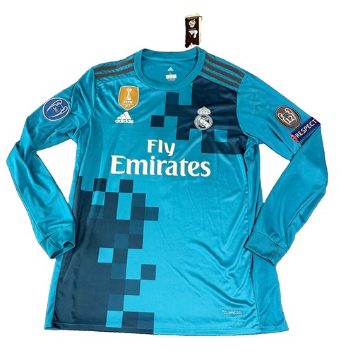 Adidas NWT Real Madrid Champions League Ronaldo #7 Blue Long Sleeve Jersey L