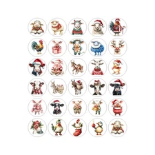 Christmas Farm Animals Handmade Stickers Scrapbook  Planner Envelope Labels