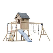 AXI Duncan Spielturm aus Holz mit 2 Schaukeln & Rutsche in Pastellblau