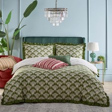 Deco Palm Printed Ruffle Double Duvet Cover Set