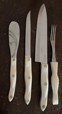 Lot of 4 CUTCO Pearl White Knives Fork & Cake Spatula. 1725, 1726, 1768 & 1729?
