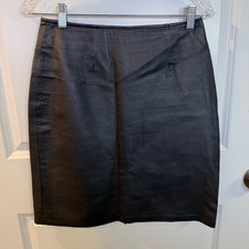 David Benjamin Women Leather Pencil Skirt Black Back Zip Slit 10