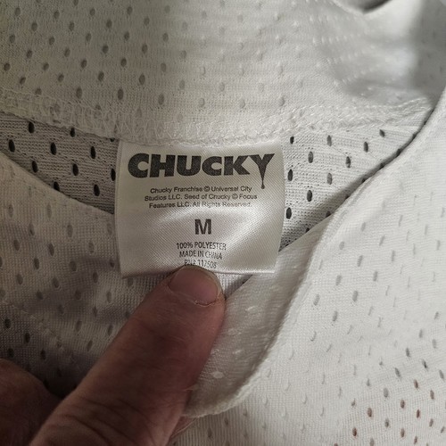 Chucky Button Up Jersey White Men's Size Medium Wanna Play? Child's Play Horror - Picture 4 of 6