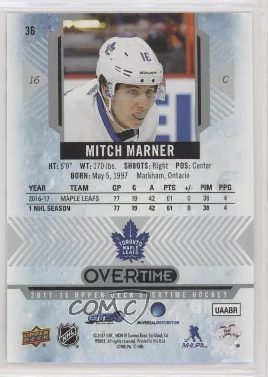 2017-18 Upper Deck Overtime Mitch Marner (White Uniform) #36 - Image 2 of 2