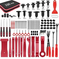 330Pcs Trim Removal Tool, Auto Push Pin Bumper 330pcs Clips Removal Kit Red