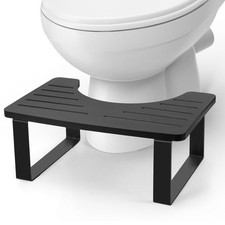 Poop Stool, Toilet Stool for Adult Wooden Squat Bathroom Foot Step Black
