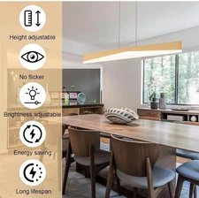 Modern Wide Linear Pendant Light Fixture 39.5" Dimmable LED Kitchen Island Light