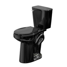 21" Black Tall Two Piece Toilet 1.28 GPF Siphon Jet Flush, Soft-Close Seat