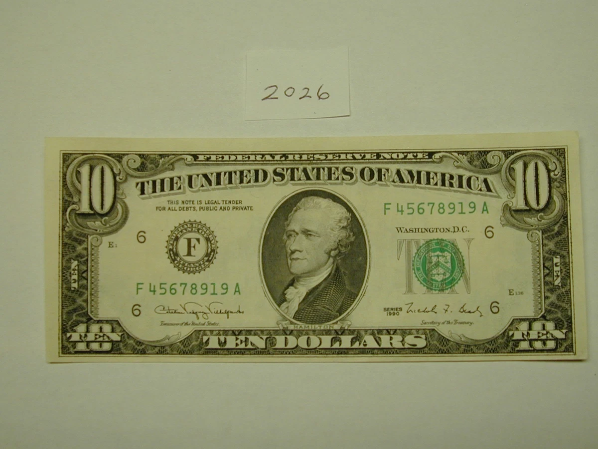 未经认证$10， 1990 美国小尺寸纸币说明| eBay