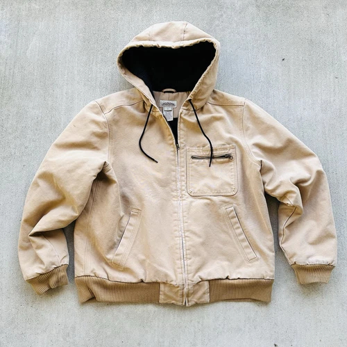 VETEMENTS Giacca tela Katarina Iron Works taglia grande foderata lana abbigliamento da lavoro con cappuccio