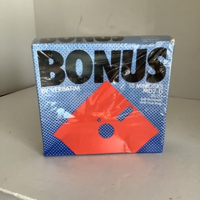 BONUS Verbatim 10 Minidisks MD2-D 2S/2D Soft-Sectored with Hub Ring Sealed J2B