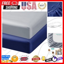 Satin Mini Crib Sheets for Baby Hair, 2 Pack Ultra Soft Fitted Mini Crib Shee...