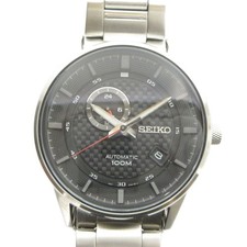 SEIKO 4R37 01H0 Wristwatch Automatic Watch Calendar Black Dial Silver Color From