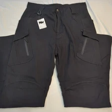 NEW Tactical Pants Mens 36x33 Cargo Heavier Black Workwear 97% COTTON  Pockets 