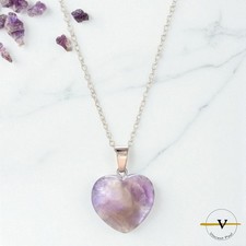 COLLANA DONNA  ARGENTO 925 RODIATO PIETRA NATURALE AMETISTA FORMA DI CUORE
