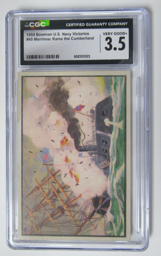 1954 Bowman US Navy Victories Merrimack Rams Cumberland #45 CGC 3.5