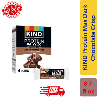 KIND Protein MAX Dark Chocolate Crisp Bars, 20g Protein, 4 Count Fast Shipping