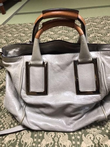 Bolso de Hombro de Cuero Chloé Bolso de Mano Gris Etel Mediano Mujer Francia 117803 - Imagen 3 de 5