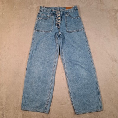 Levi s Jeans Damen W30 L29 Blau Reversible Button Fly Denim Low Rise Inside Out
