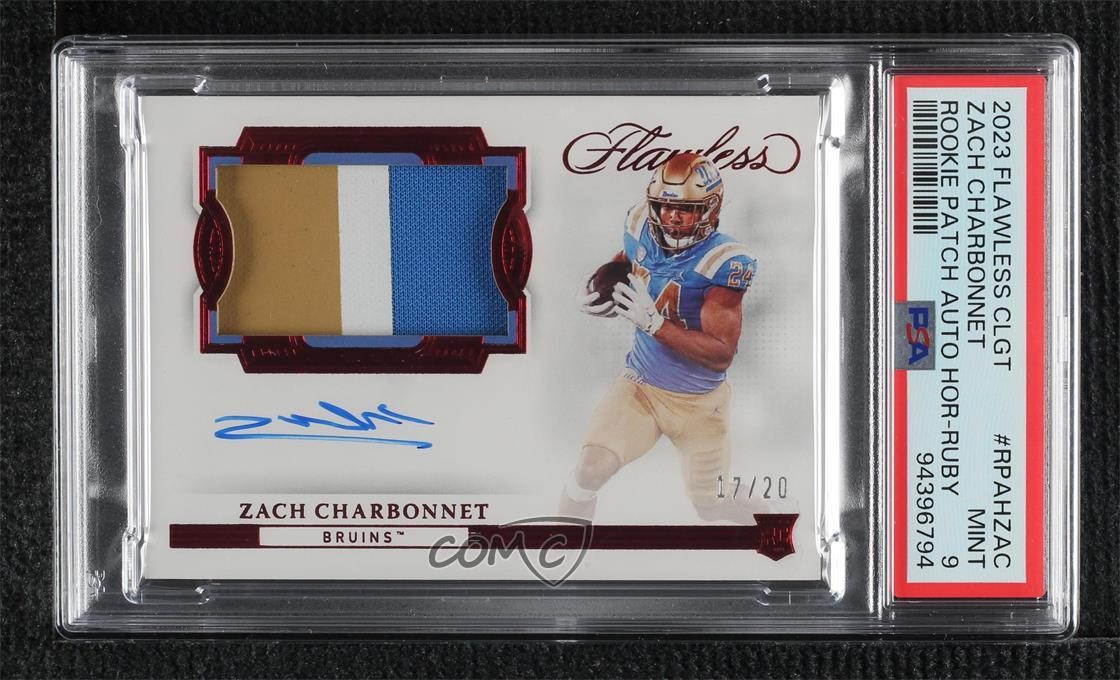 Zach Charbonnet Panini Flawless Collegiate Flawless Rookie Patch Autograph Horizontal #RPAHZAC Ruby