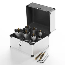 TCT Hole Saw Kit for Hard Metal，8 Pcs Set,5/8"-1-3/16" Inch black 