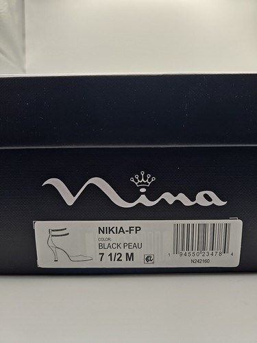 Nina Nikia FP Womens Black Pear Pumps Stiletto Heels Ankle Strap Size 7.5M NEW - Picture 8 of 9