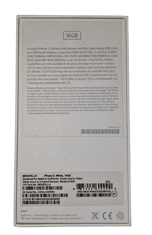 Apple iPhone 5 - 16 GB - Silver White (Unlocked) A1429 For Parts Only No Cord - Image 4 of 4