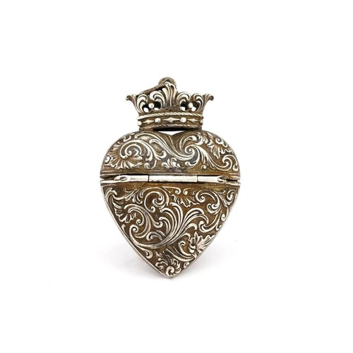 Antique German Heart Shaped Pomander / Vinaigrette Box / Pendant. 1700's. - Picture 2 of 9