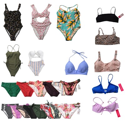 Women's Swimwear Bikini Tops, Bottoms  & One-Pieces - Choose Size, Style & Brand