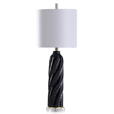 StyleCraft Arezzo 34.5 in. Glossy Black Cylindrical Table Lamp #L330822DS