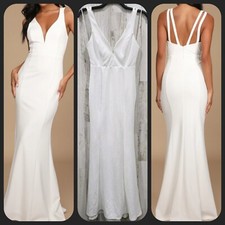 LULUS Forever Crush White Mermaid Maxi Dress Stunning Style Size SMALL NWOT 