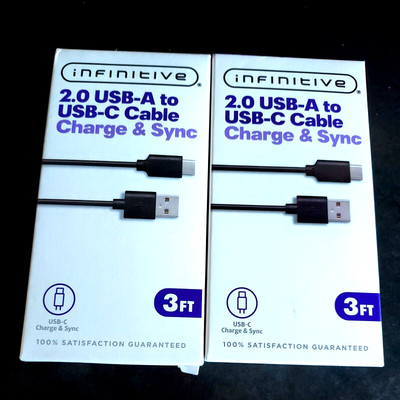 {2} INFINITIVE 2.0 USB-A to USB-C CABLE CHARGER & SYNC 3 Ft CABLE SAMSUNG