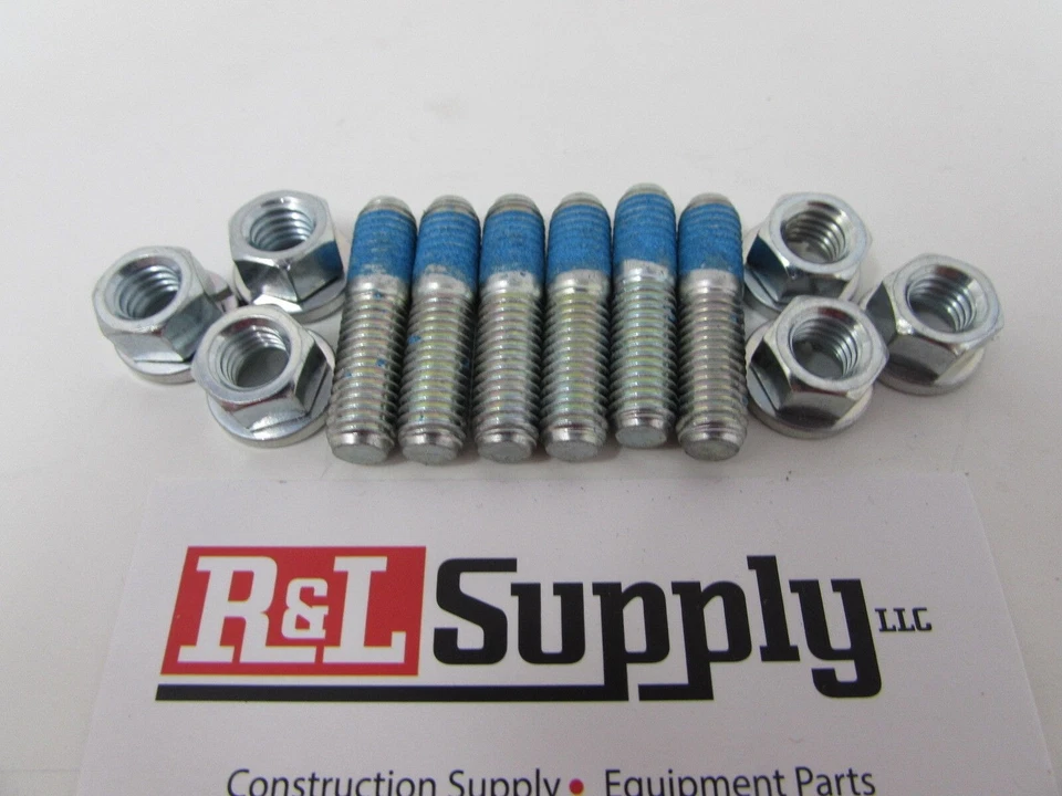 6 GENUINE KUBOTA EXHAUST STUD & NUT SET PART #'S 15221-91530 & 16429-92010