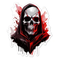 Grim Reaper Skull, Vinyl Decal Sticker, Indoor Outdoor, 3 Sizes, #11138