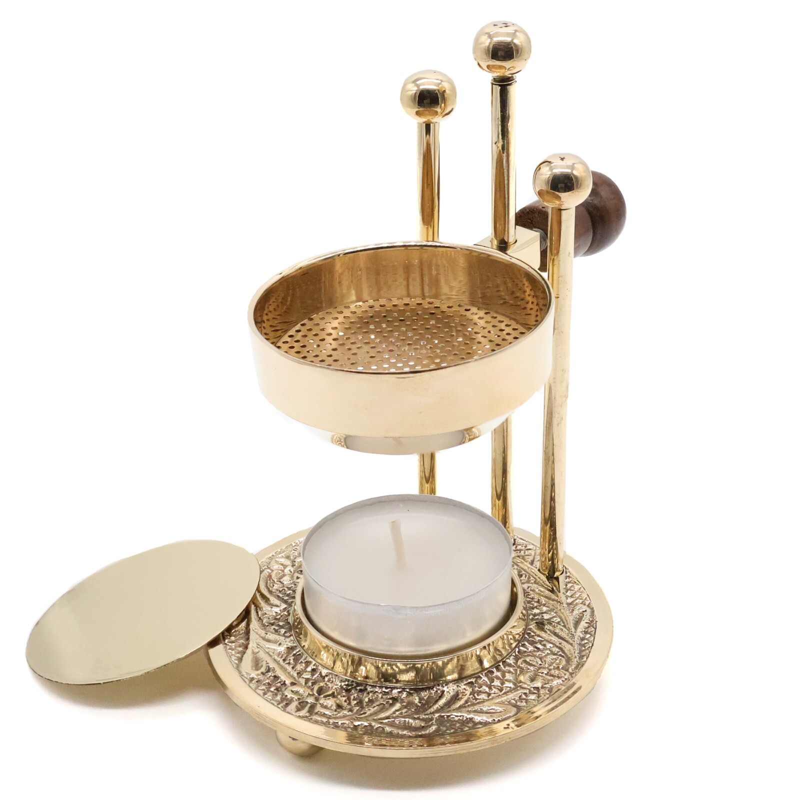 Weihrauchbrenner verstellbar - Gold Messing Räuchergefäß höhenverstellbar