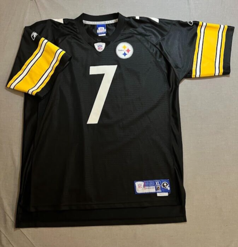 Pittsburgh Steelers Roethlisberger Reebok Jersey Mens XL Black Helmet Tag 2000s.