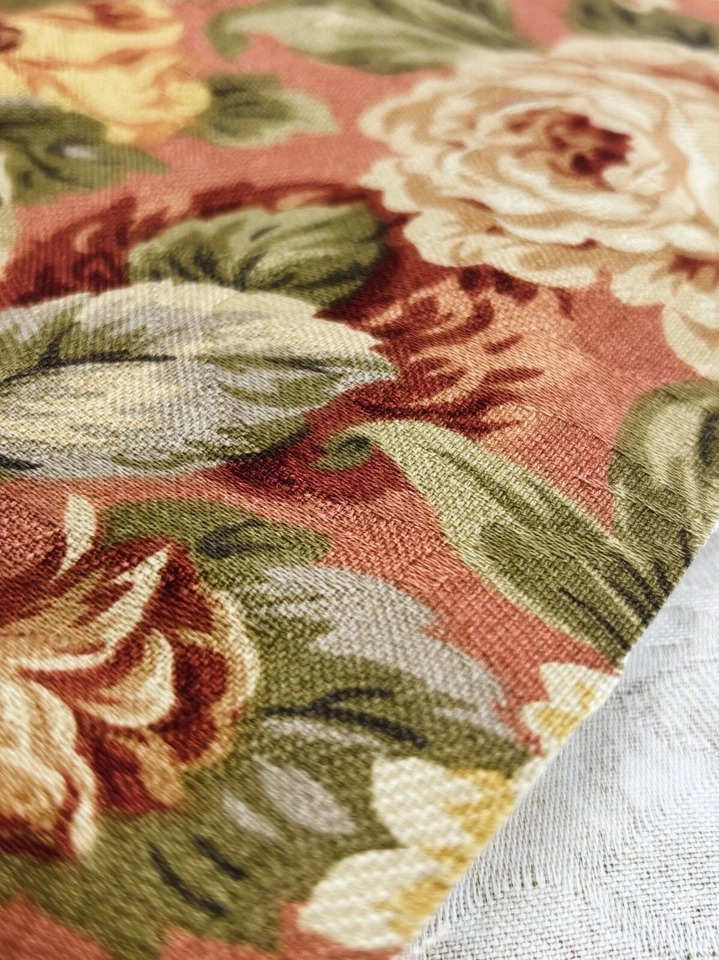 Tela de costura almohada tapicería cortinas vintage Mill Creek floral TERRACOTTA POR Foto 3 de 4