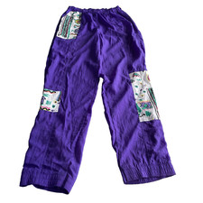 Women'Vintage sportsweat 80s/ 90s purple track pant elastic waist pants SKU 6038