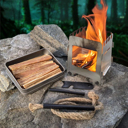Camping Stove Ferro Rod Tinder Fire Wick Fatwood Survivalist Emergency  Disaster | eBay