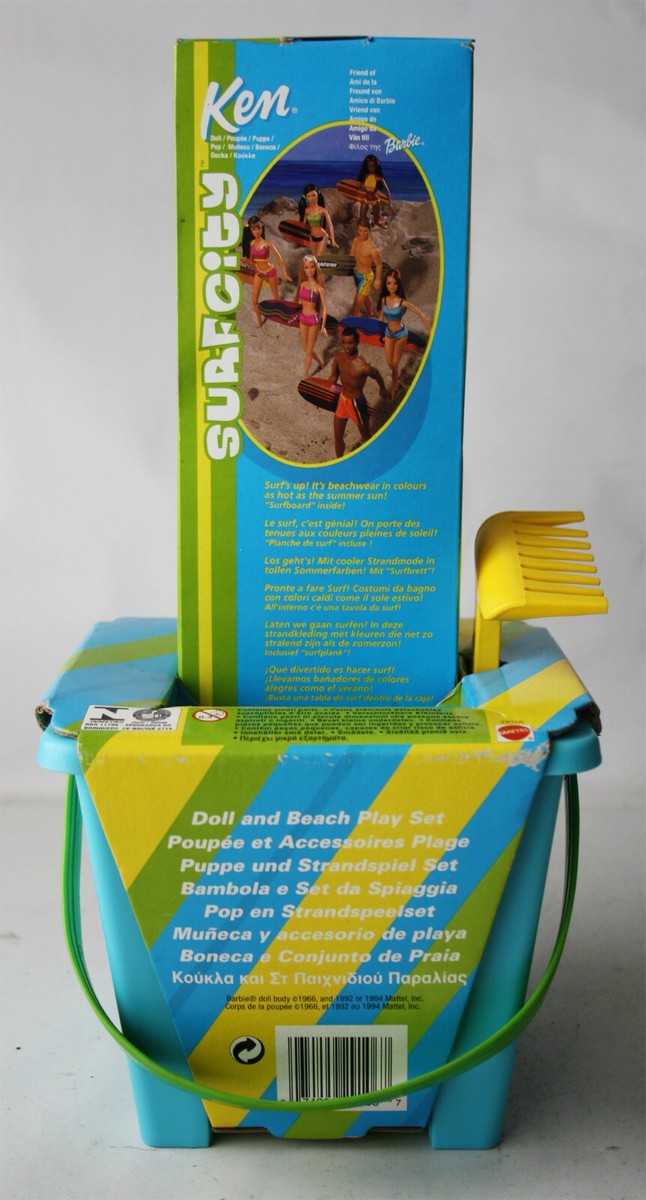 BARBIE KEN SURFCITY DOLL SUMMER SEASIDE BUCKET PLAYSET MATTEL 2000