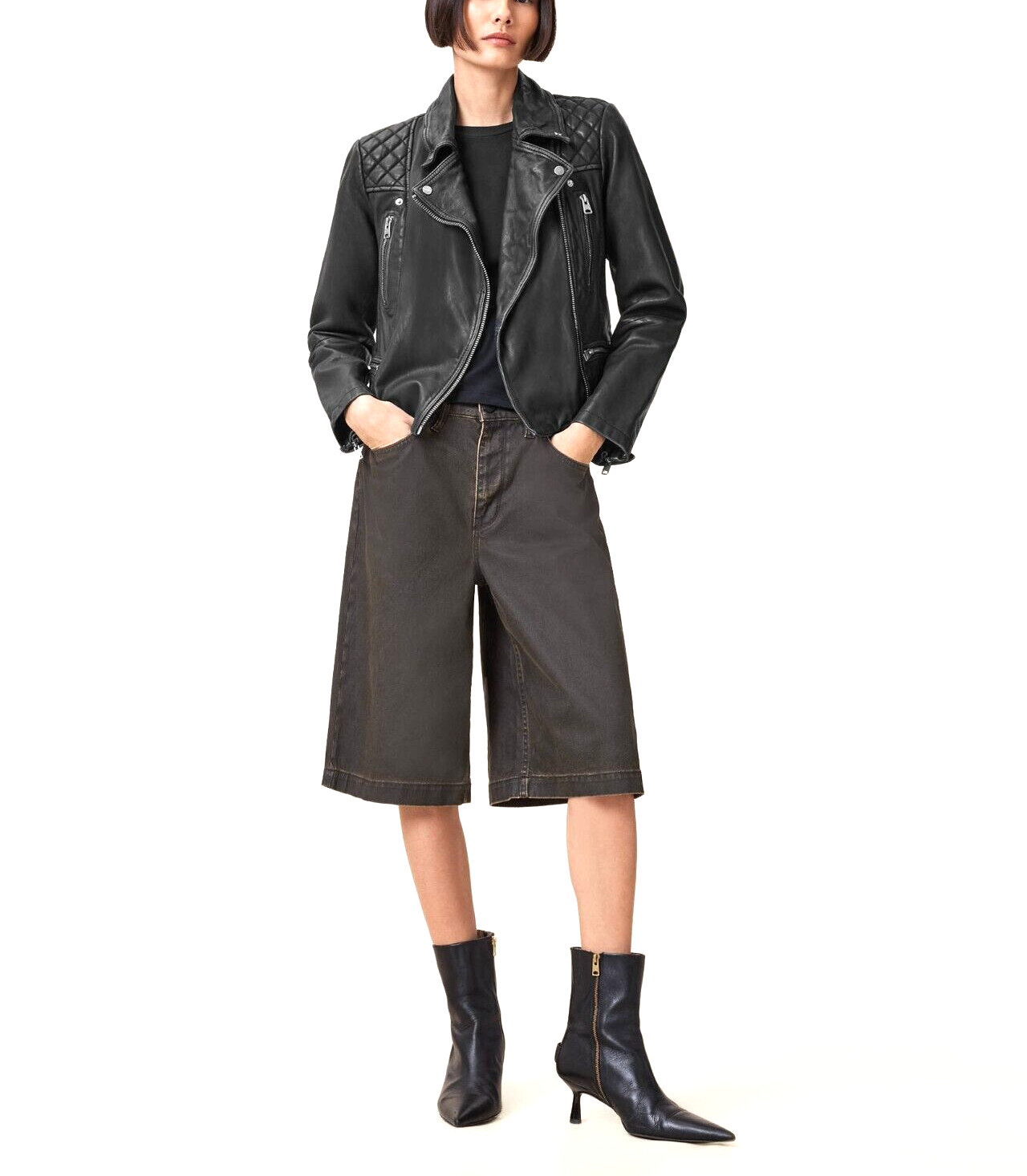 BNWT All Saints Distressed Leather Biker Jacket Size 10 UK image 2