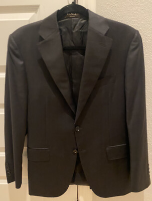 CANALI Recent Solid Black 100% Wool Blazer Sport Coat Jacket - 46 Tg. Excellent