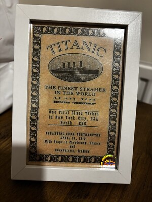 White Star Line Titanic Third Class Ticket Reprint 6 x 4