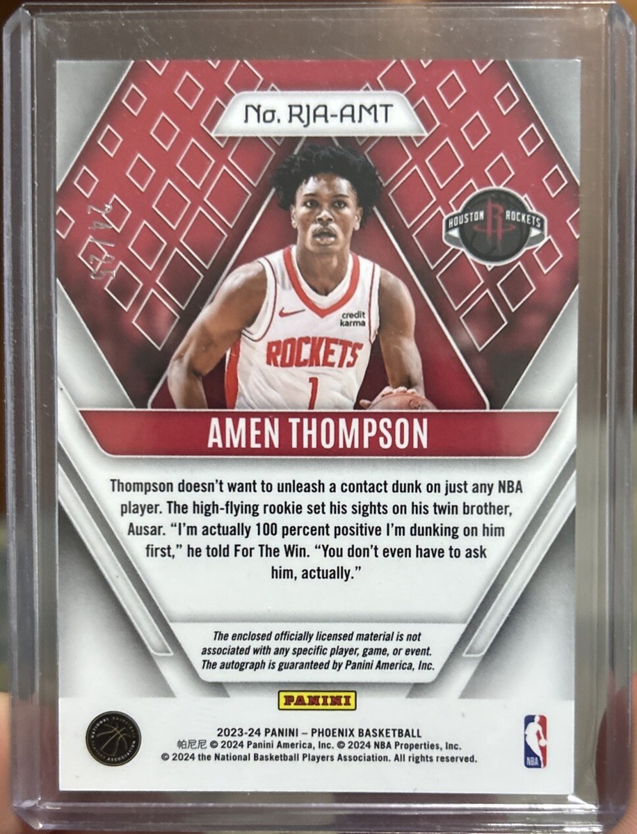 2023-24 Panini Phoenix Amen Thompson RPA AUTO #RJA-AMT Blue /25