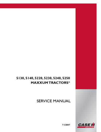 Case IH 5130,5140,5220,5230,5240,5250 Maxxum Tractor Service Manual Repair Book - Afbeelding 1 van 1