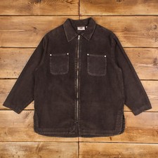 Vintage Faded Glory Overshirt Jacket Xl Cord Corduroy Brown Womens Zip