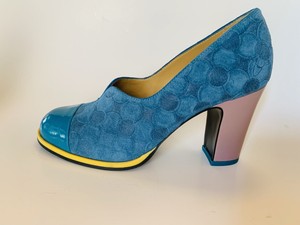 teal block heel shoes