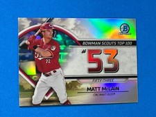 2023 Bowman Chrome Matt McLain Scouts Top 100 #BTP-53 Cincinnati Reds (V)