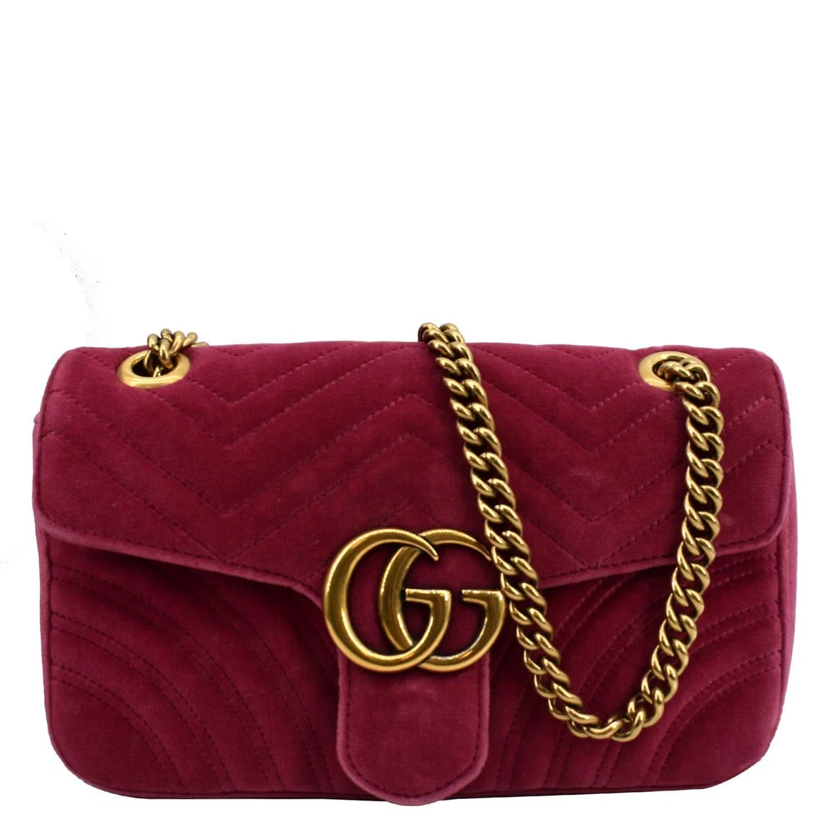 Gucci GG Marmont Velvet Small Crossbody Bag Pink 443497